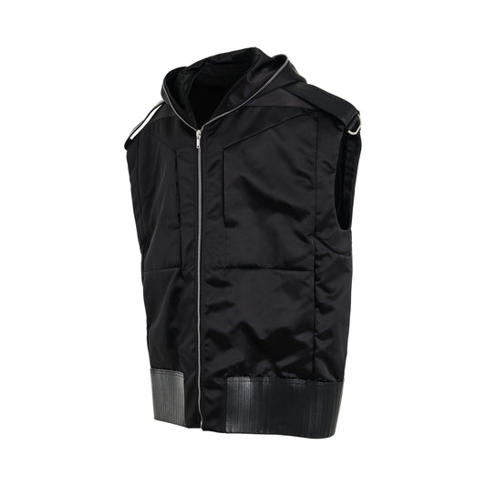 Lido Sleeveless Zip Vest with Hood in Black