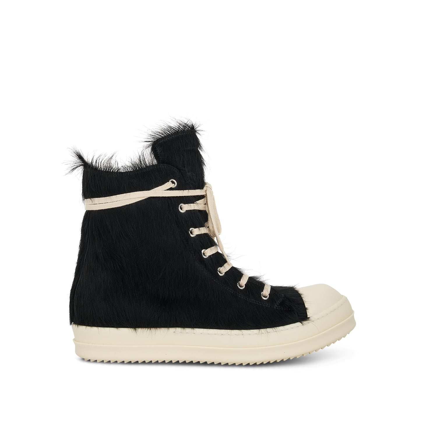 High Top Fur Sneaker in Black/Milk