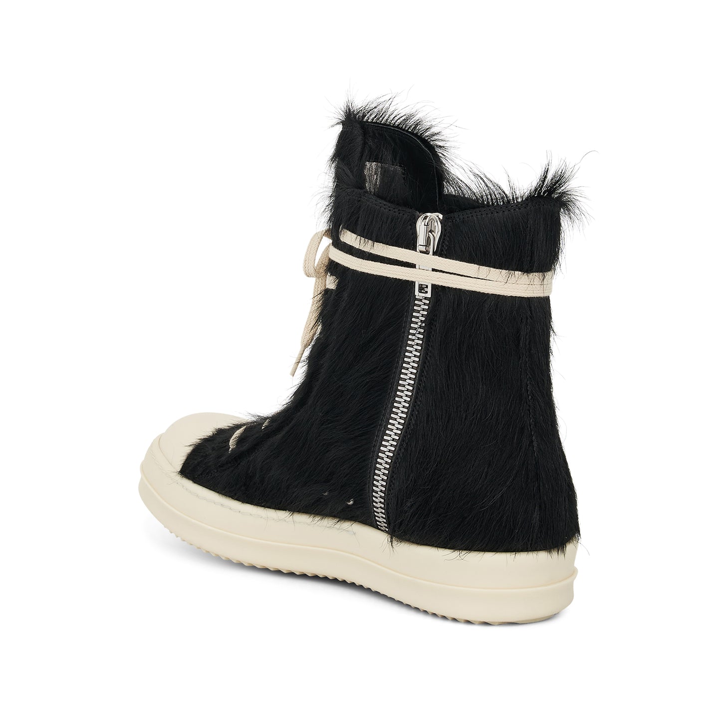 High Top Fur Sneaker in Black/Milk