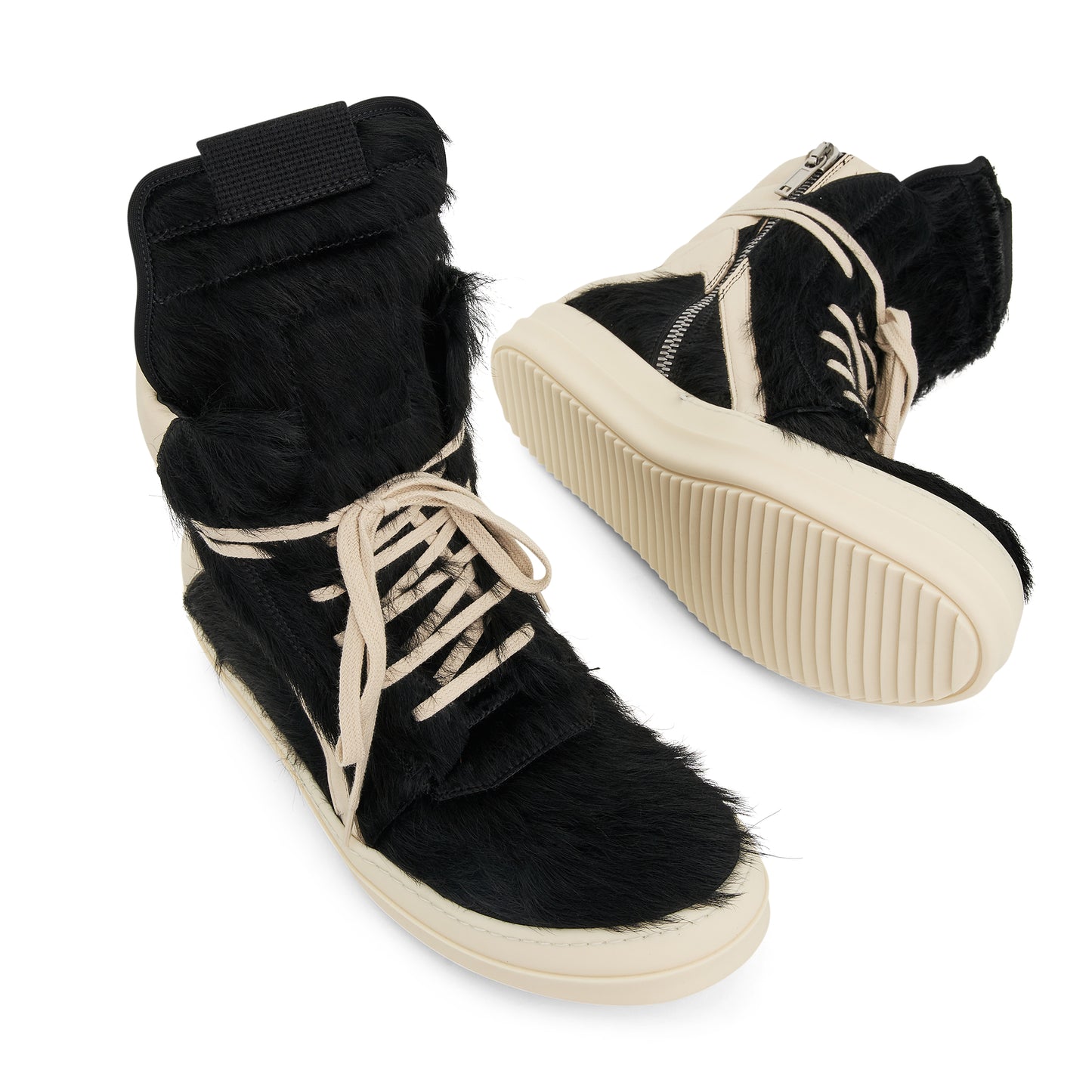 Geobasket Fur Sneaker in Black/Milk