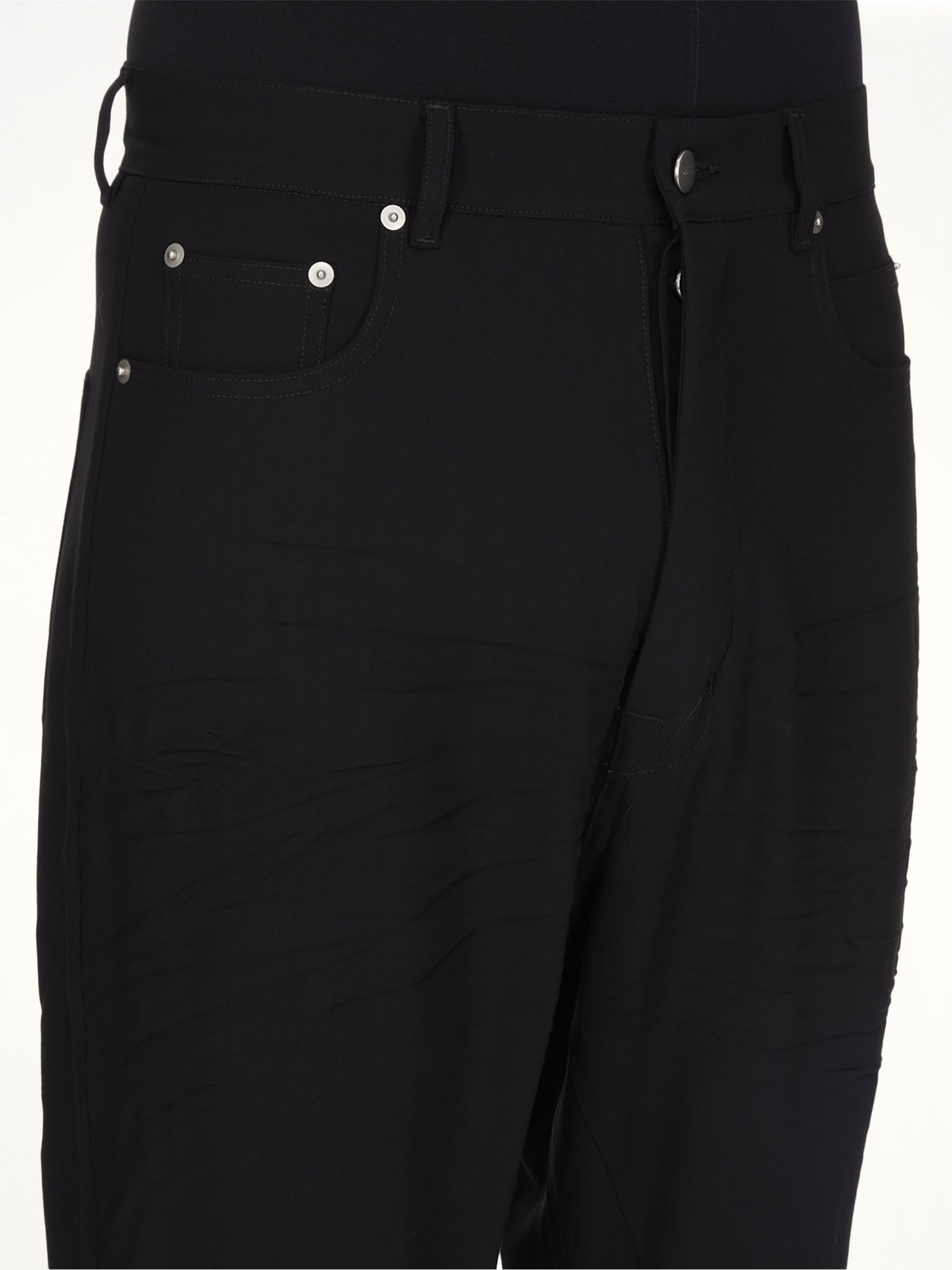 RICK OWENS Wool Bolan Bootcut in Black Back View from MARAIS