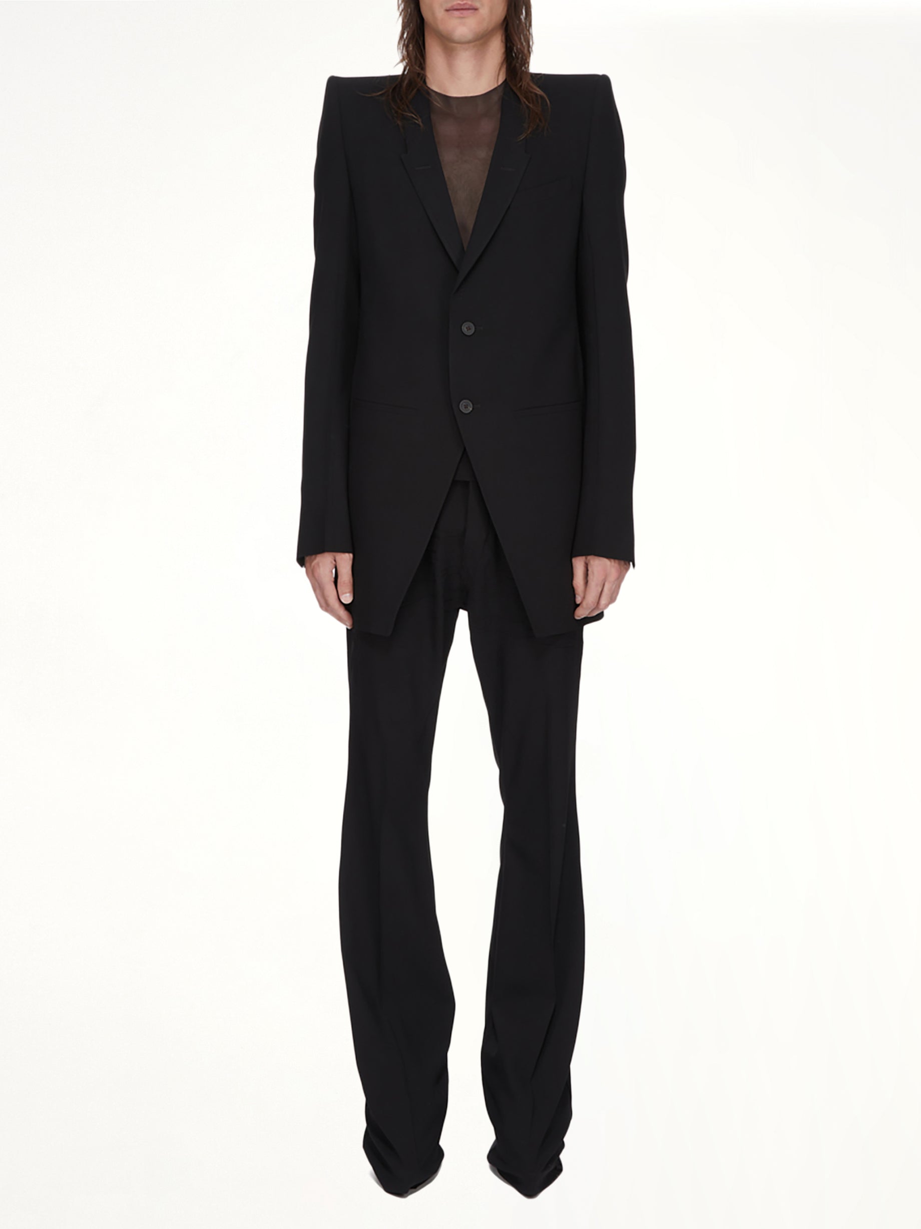 RICK OWENS Wool Bolan Bootcut in Black Full Reference from MARAIS
