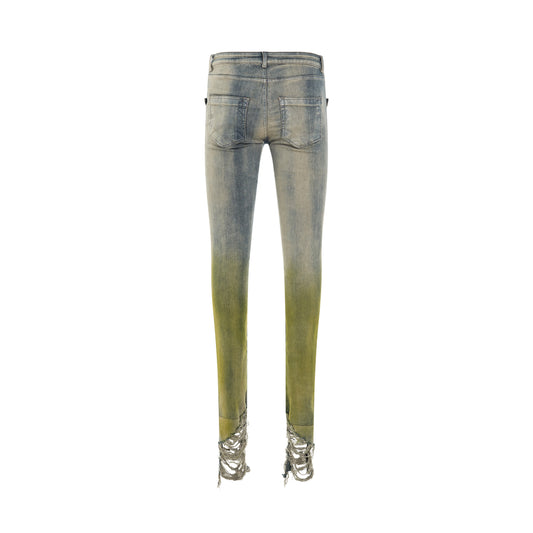 Tyrone Cut Denim Pants in Pearl/Acid Degrade