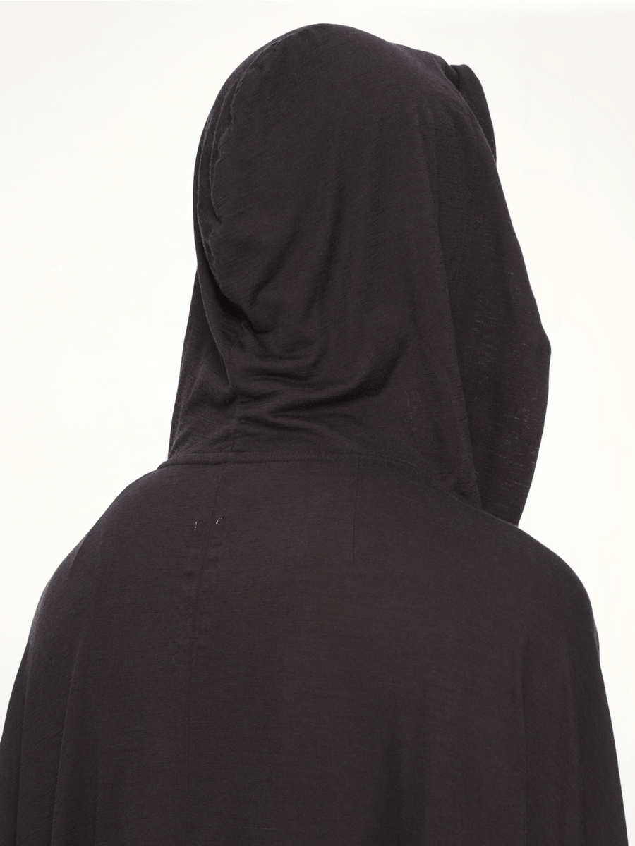 Silk Wool Hooded Tunic in Black