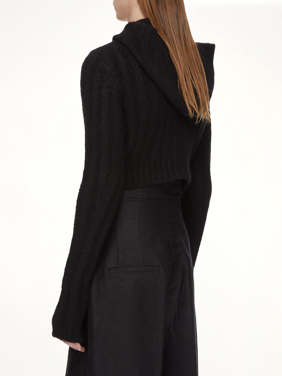 Tower Cropped Hooded Pull in Black