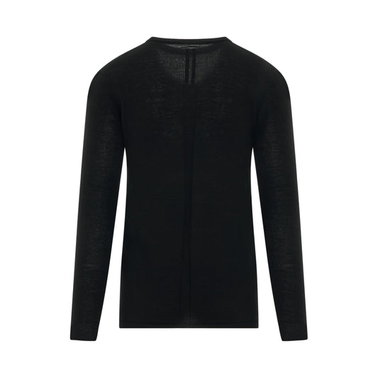 Knit Biker Level Round Neck Sweater in Black