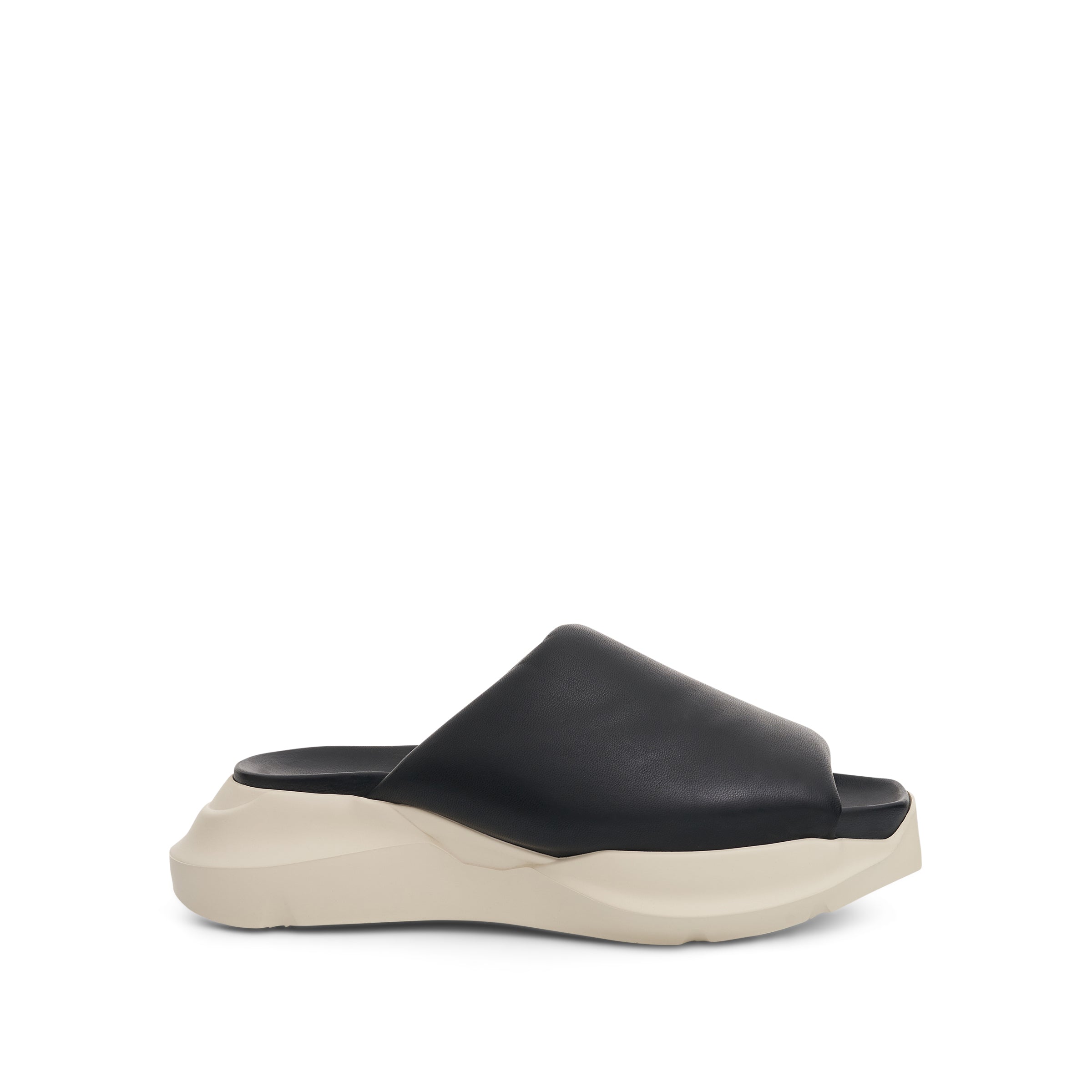 Leather Padded Slippers in Black/Milk