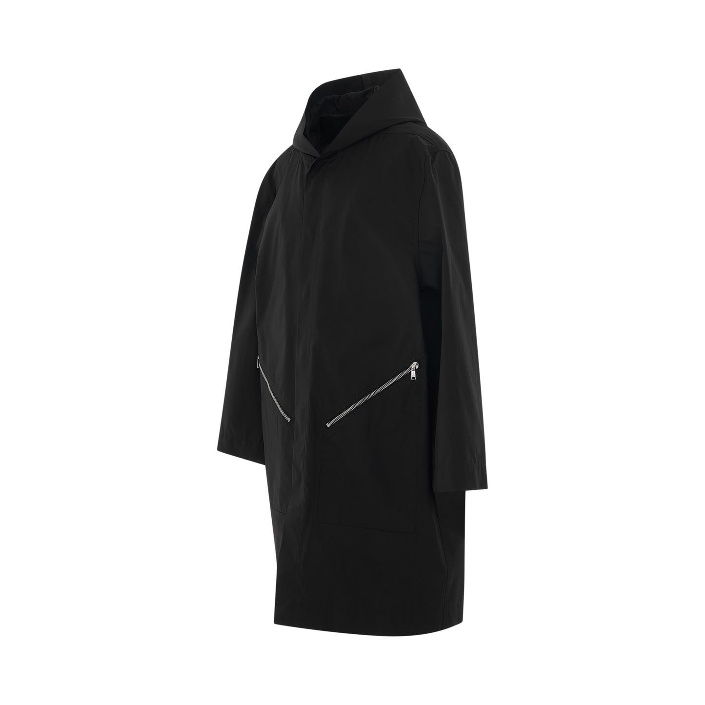 Woven Hoodie Raincoat in Black