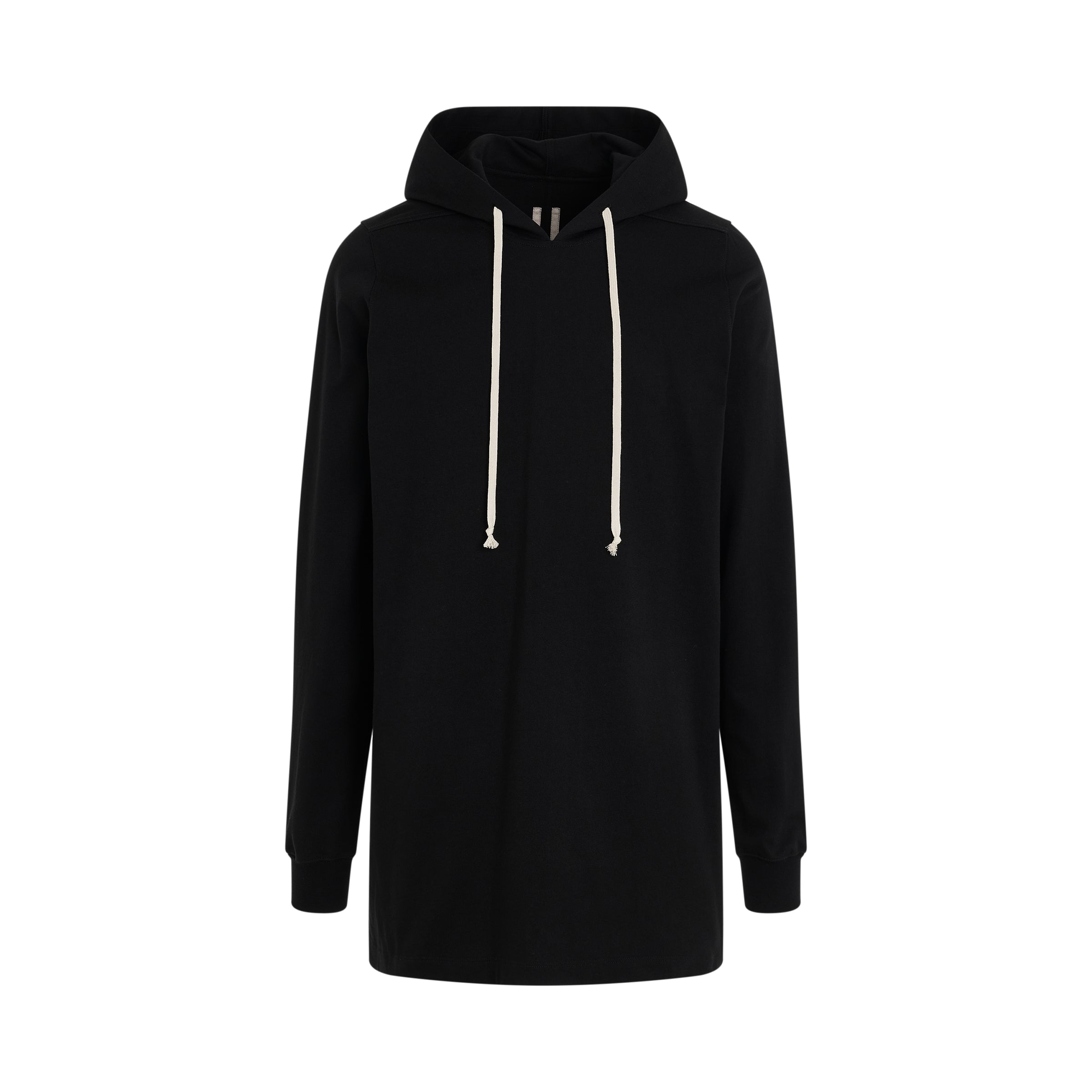 Drawstring Long Hoodie in Black