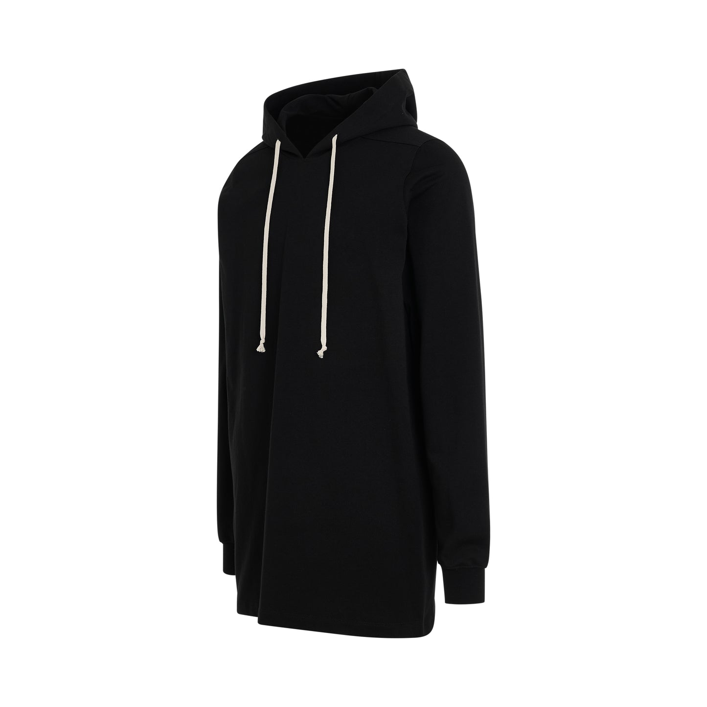 Drawstring Long Hoodie in Black