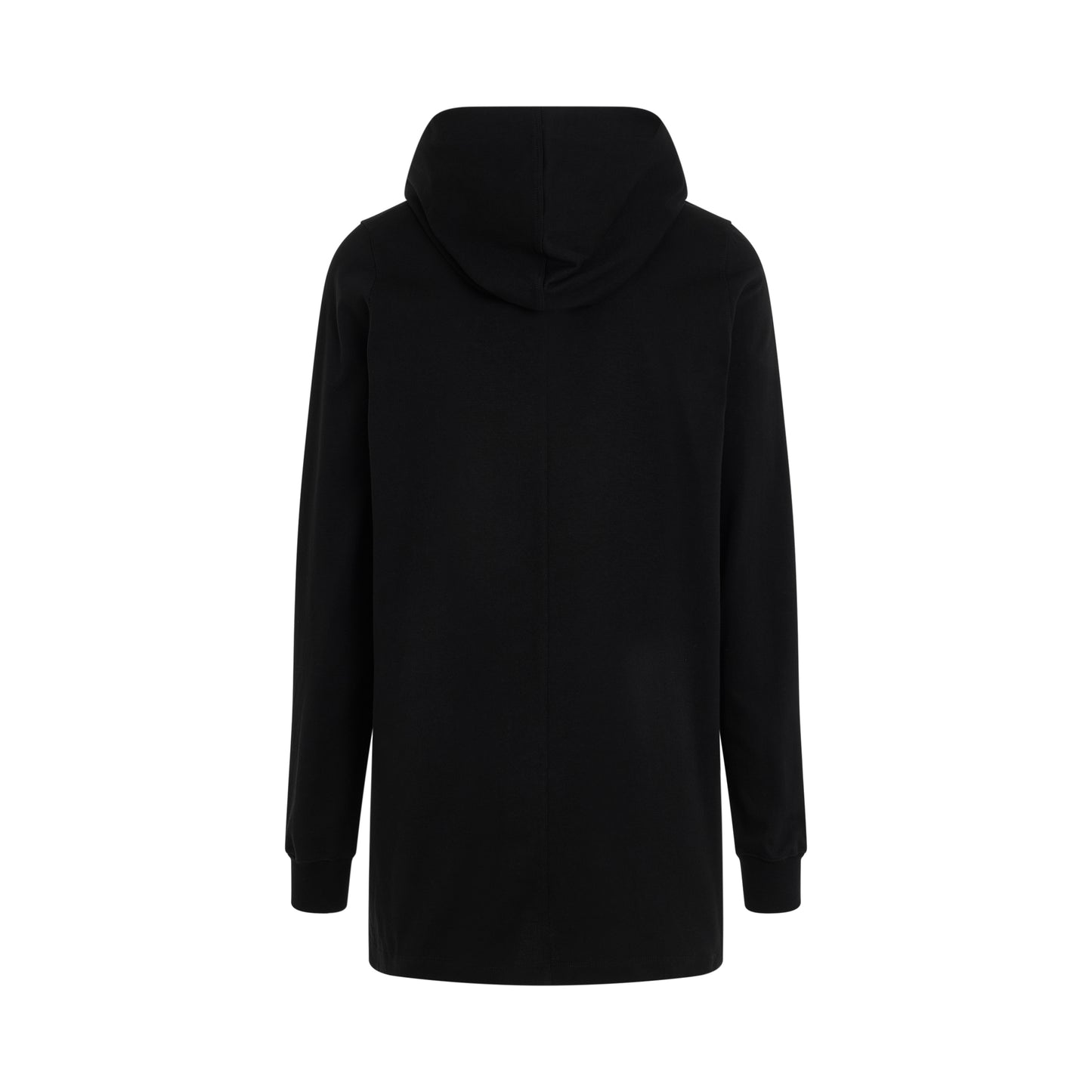 Drawstring Long Hoodie in Black