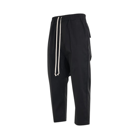 Heavy Cotton Drawstring Cropped Pants in Black