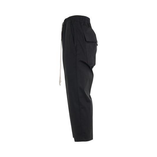 Heavy Cotton Drawstring Cropped Pants in Black