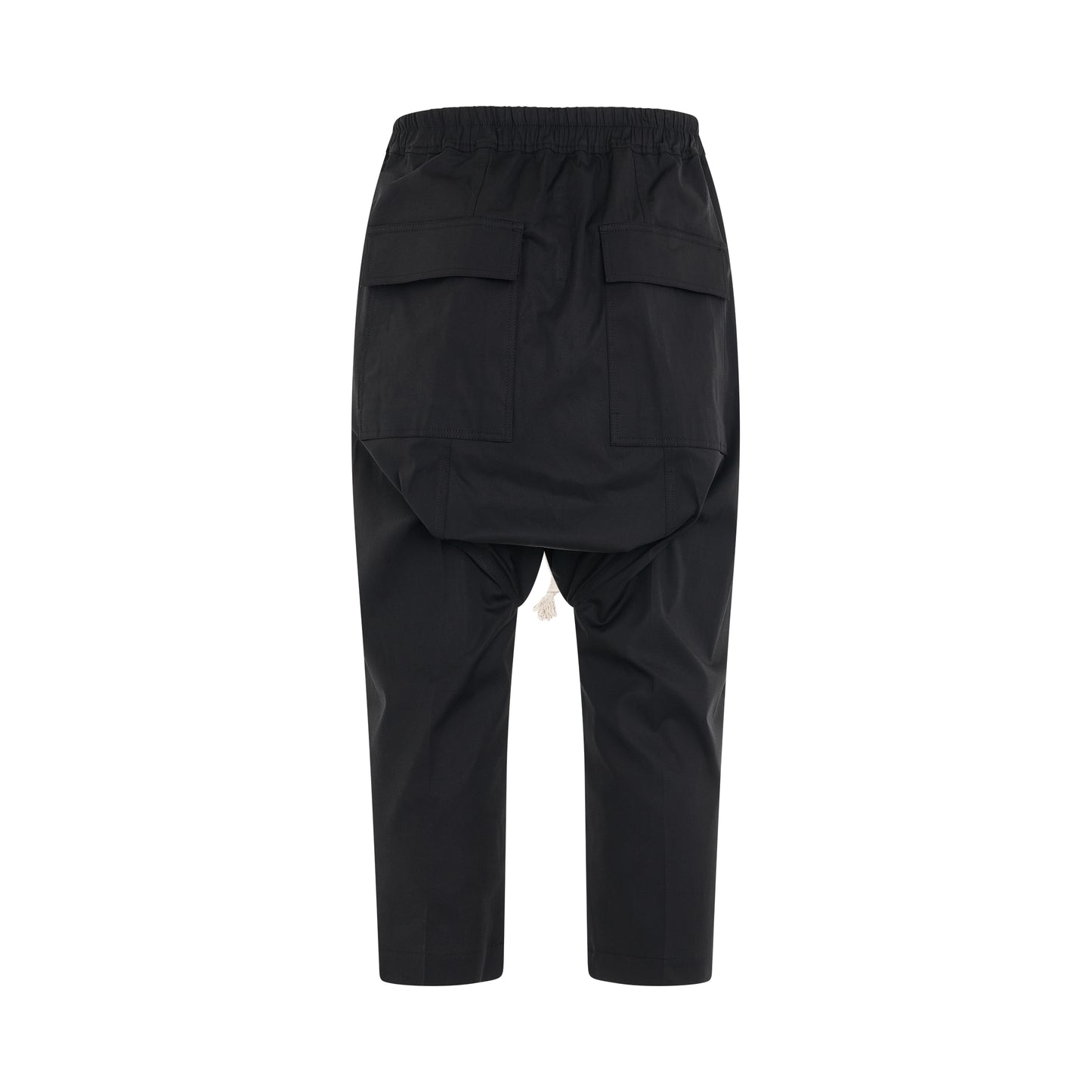 Heavy Cotton Drawstring Cropped Pants in Black