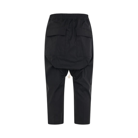 Heavy Cotton Drawstring Cropped Pants in Black