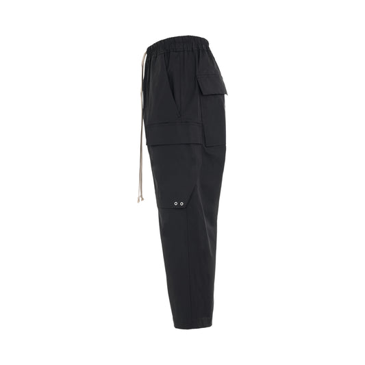 Heavy Cotton Cargo Cropped Pants in Black