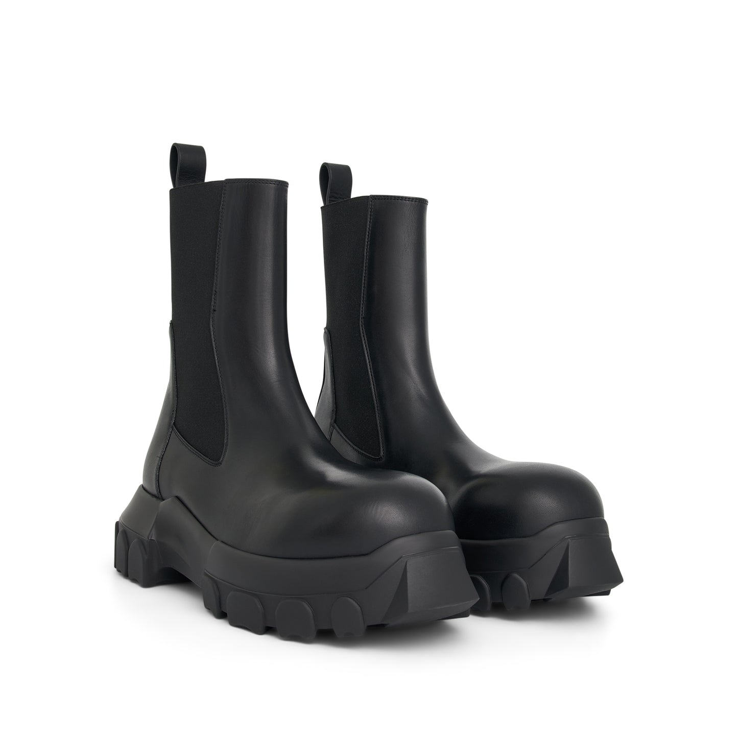 Washed Calf Beatle Bozo Tractor Boots in Black