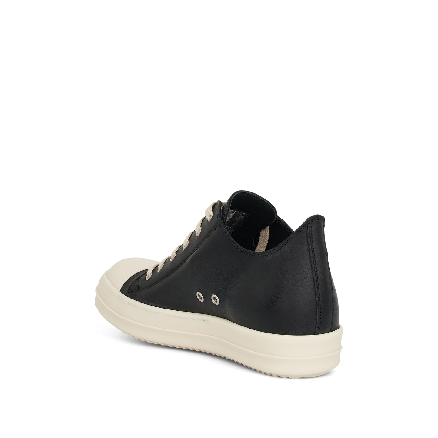 Washed Calf Low Top Leather Sneaker in Black/Milk