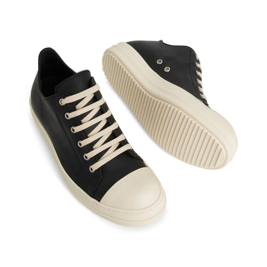 Washed Calf Leather Sneaker in Black/Milk