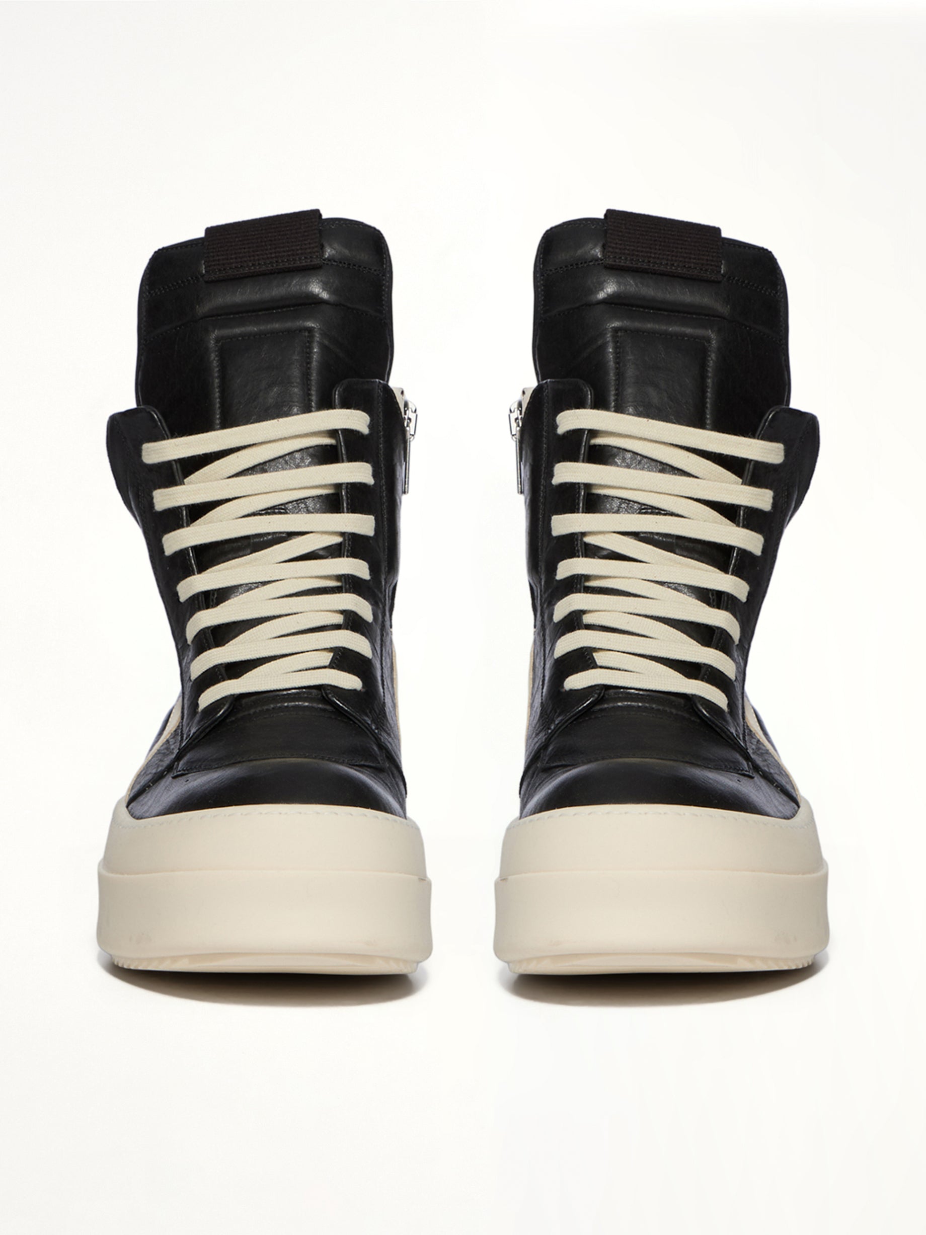 Mega Bumper Geobasket in Black/Milk Front View | RICK OWENS