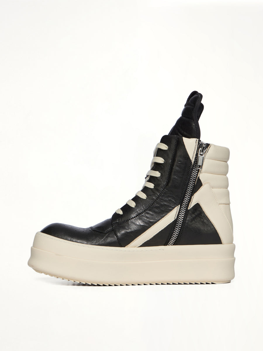 Mega Bumper Geobasket in Black/Milk Back View | RICK OWENS