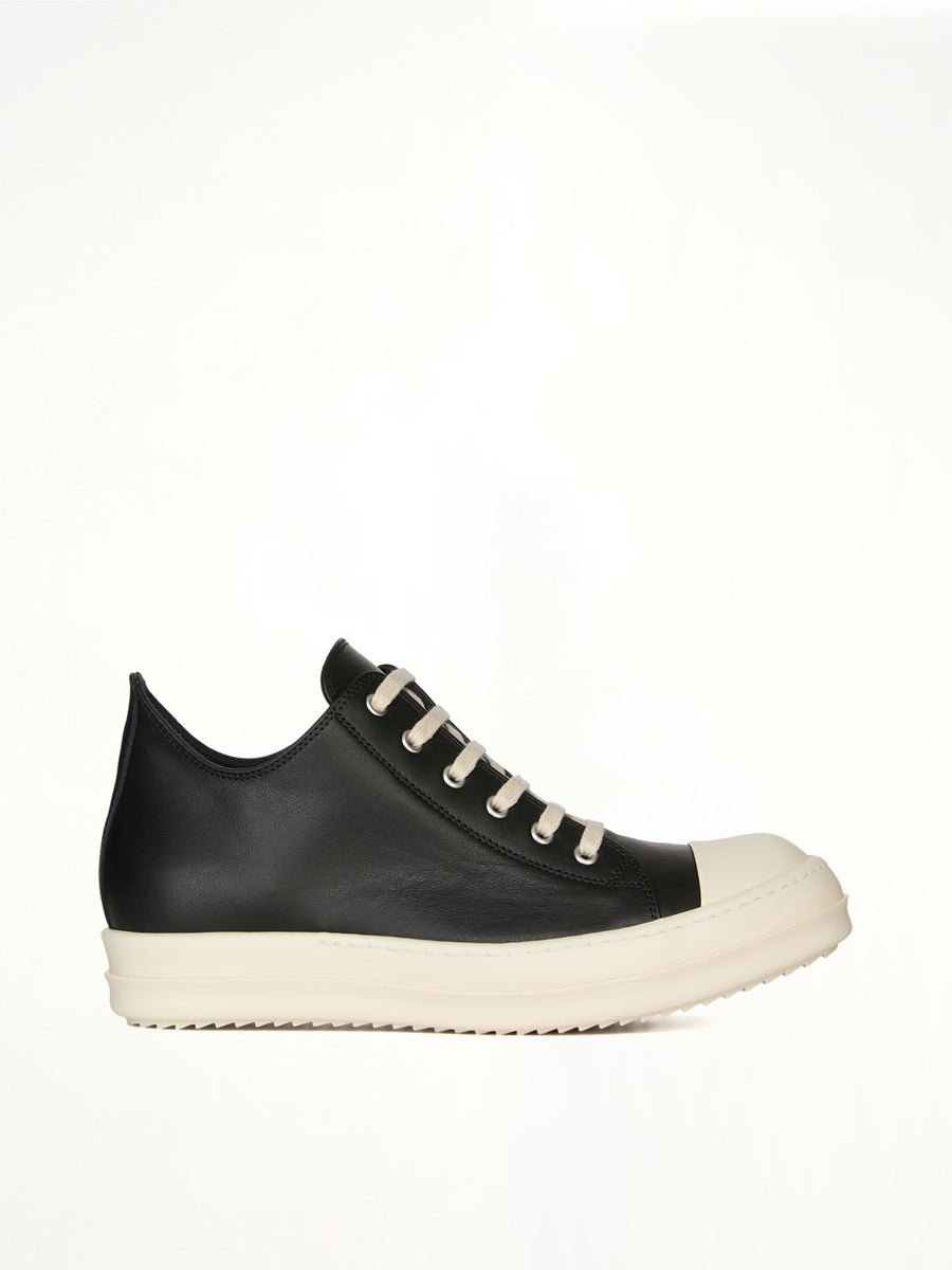 Low Sneaks in Black/Milk Side View | RICK OWENS