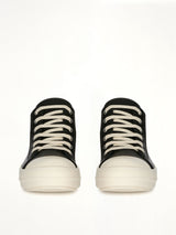 Low Sneaks in Black/Milk Front View | RICK OWENS