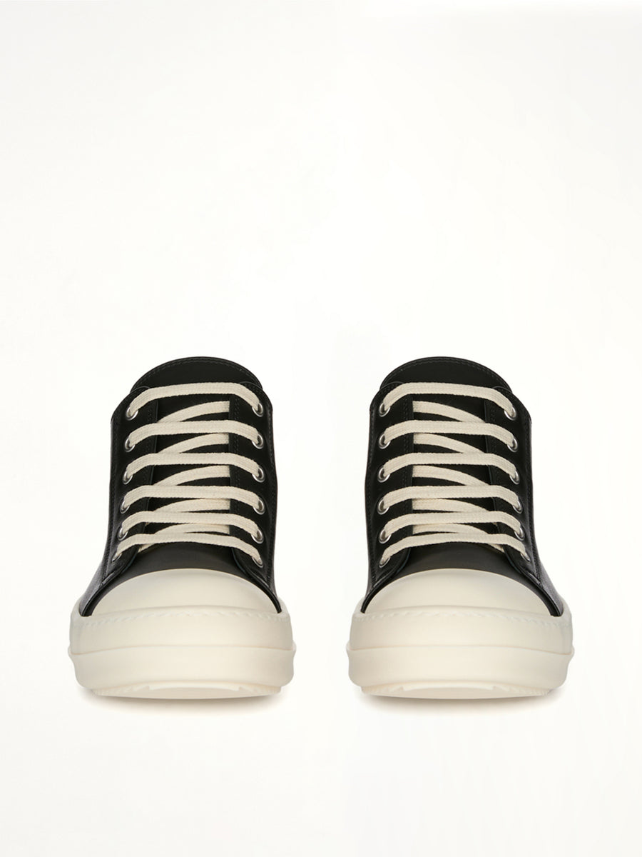 Low Sneaks in Black/Milk Front View | RICK OWENS