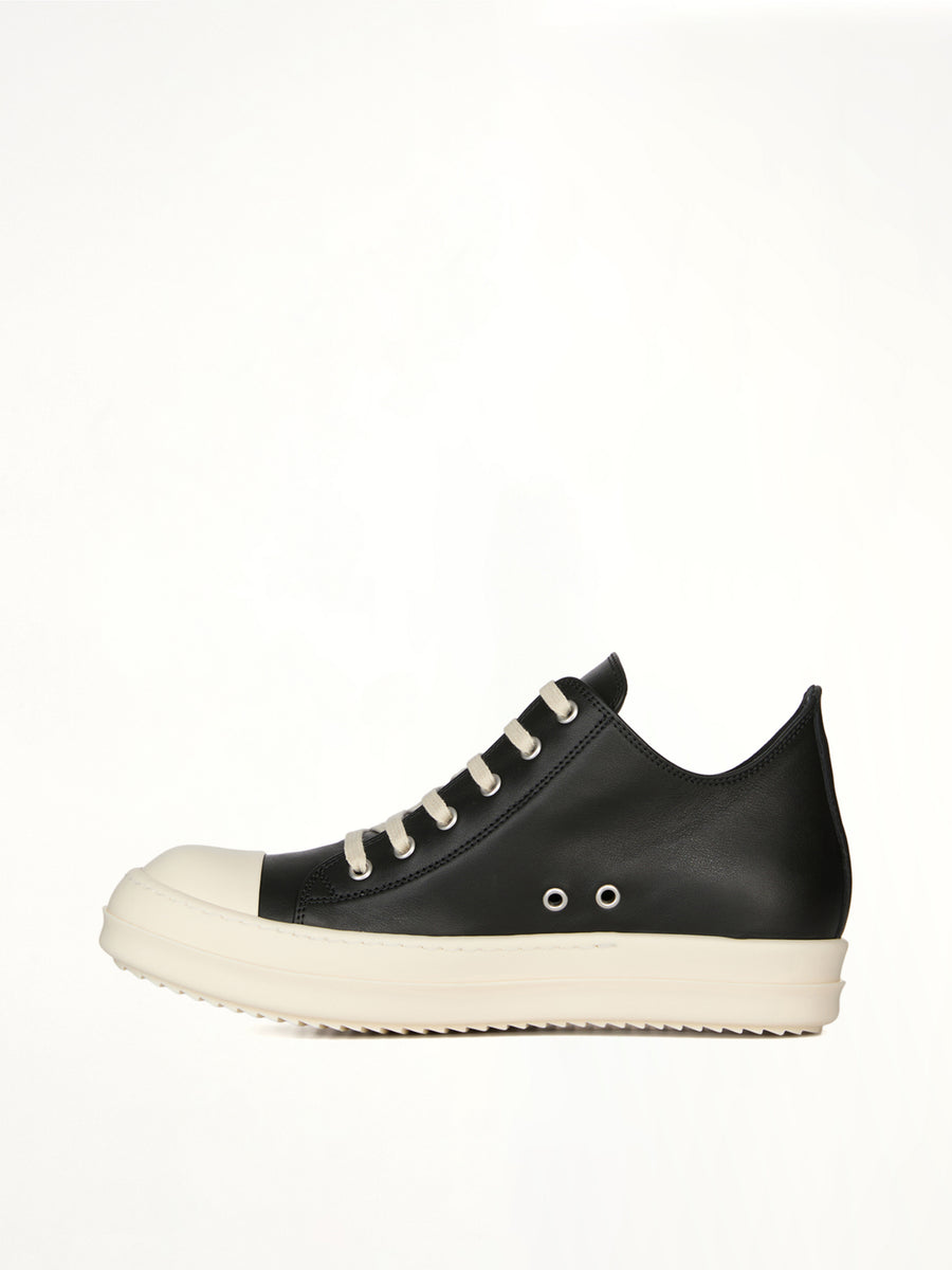Low Sneaks in Black/Milk Back View | RICK OWENS