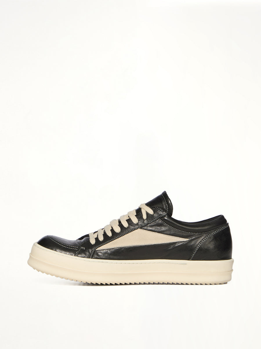 Vintage Lamb Sneaks in Black/Milk Back View | RICK OWENS