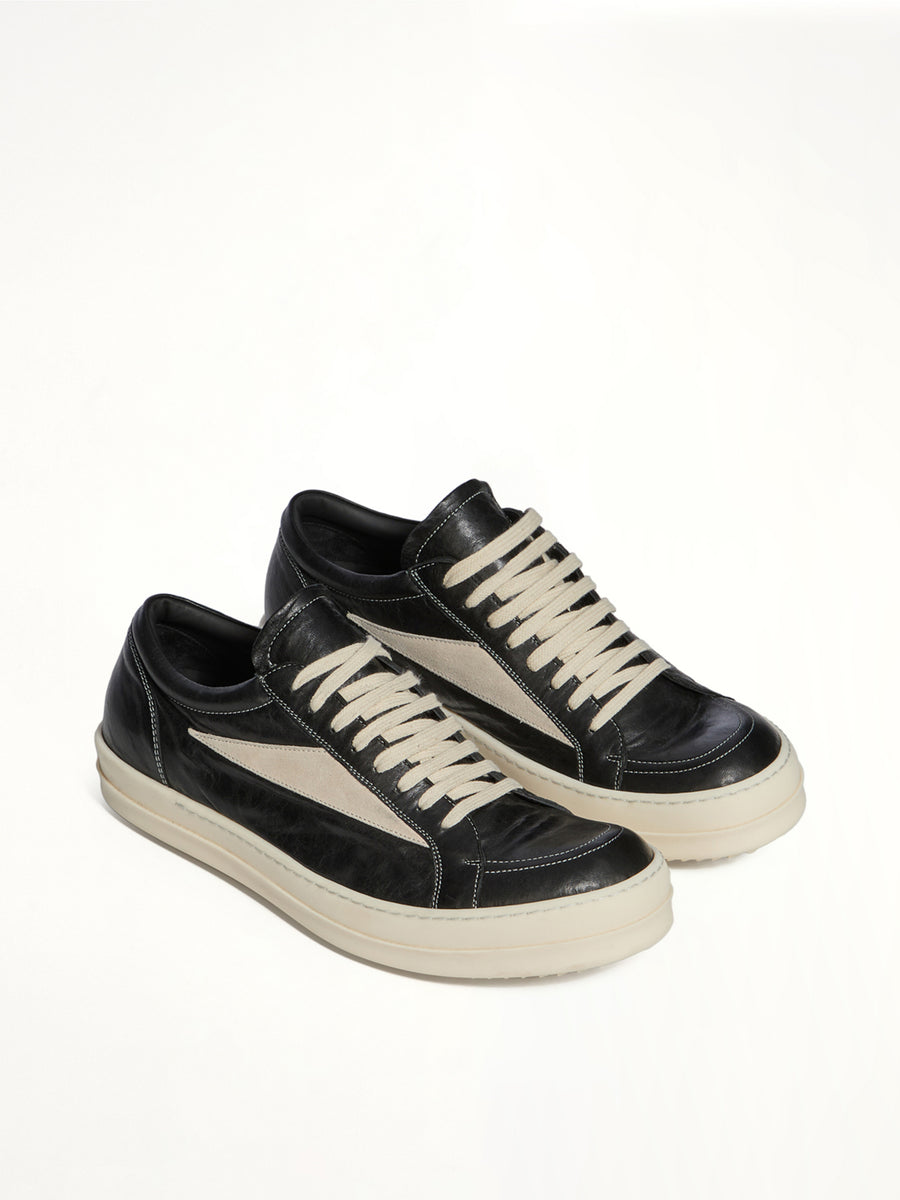 Vintage Lamb Sneaks in Black/Milk Top View | RICK OWENS