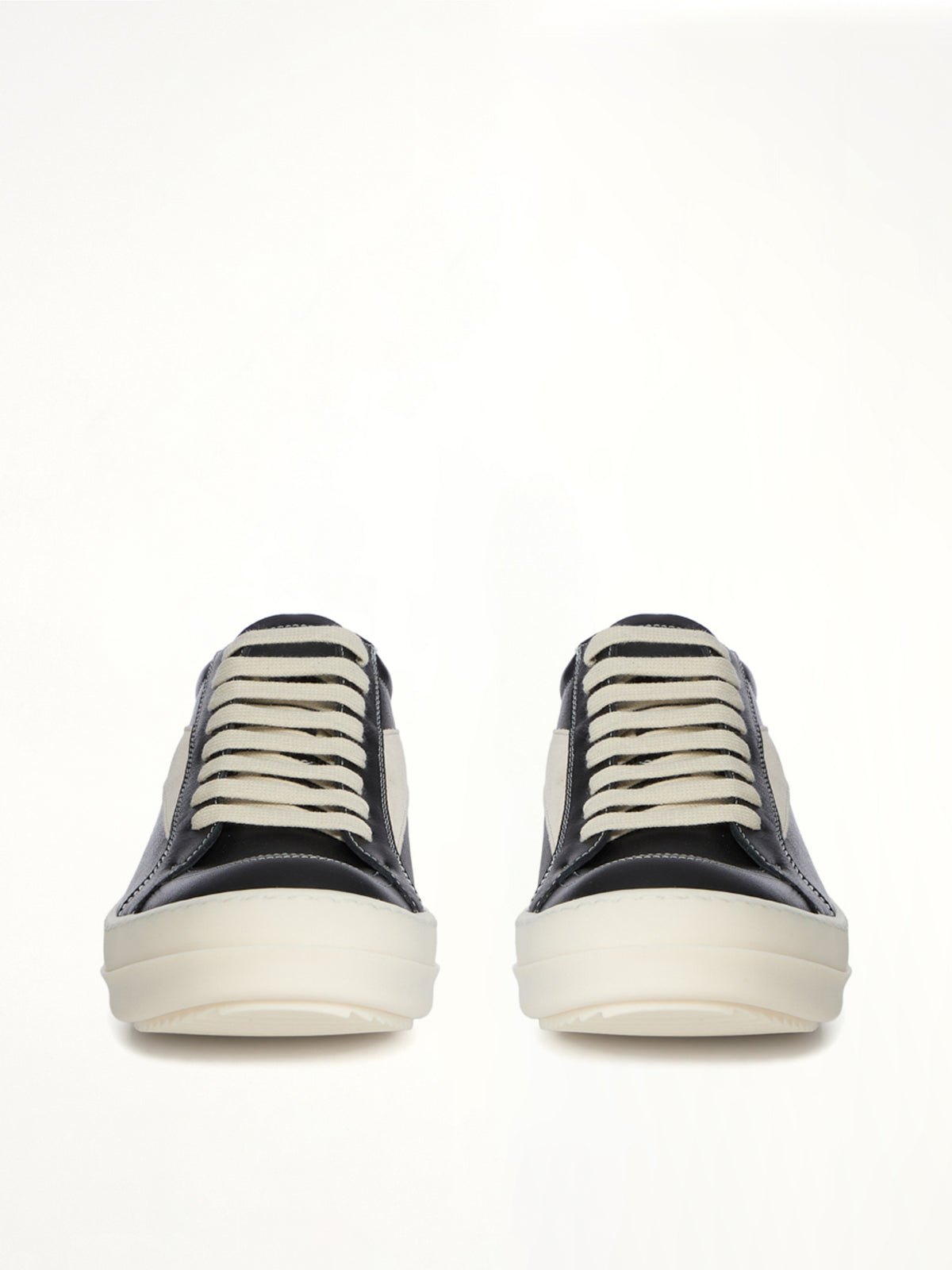 Vintage Calf Sneaks in Black/Milk Front View | RICK OWENS
