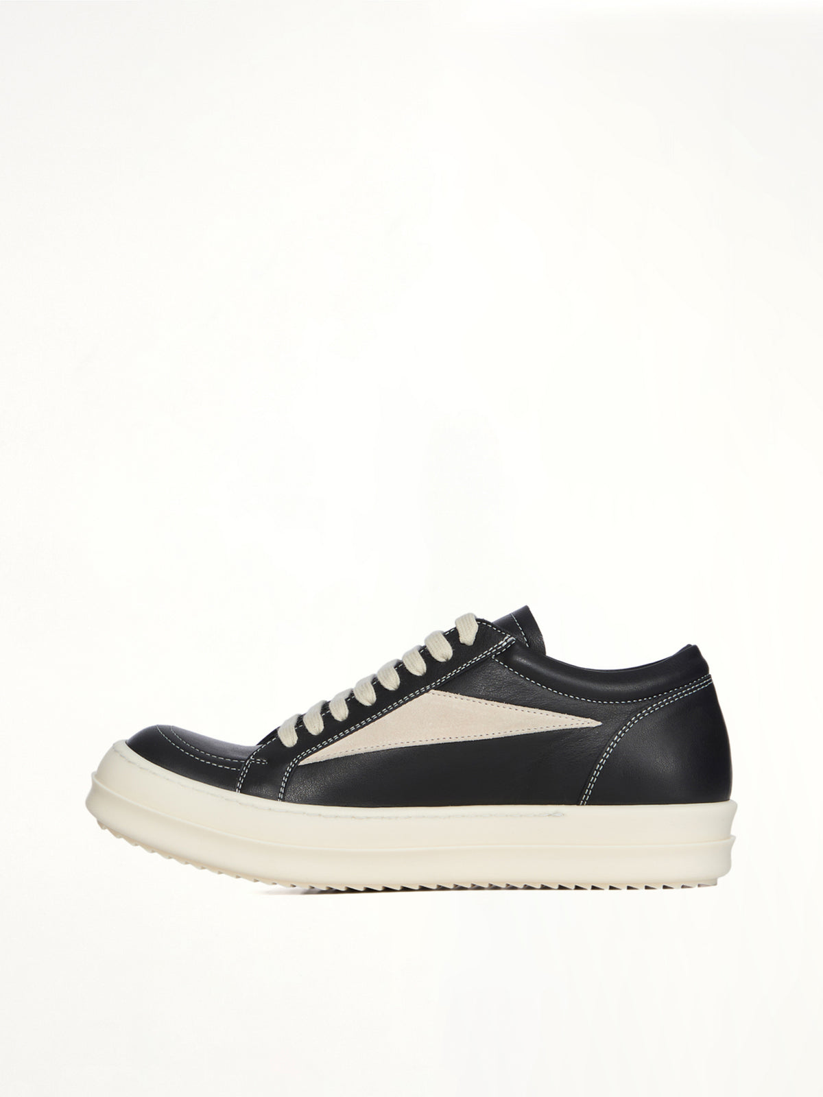 Vintage Calf Sneaks in Black/Milk Back View | RICK OWENS