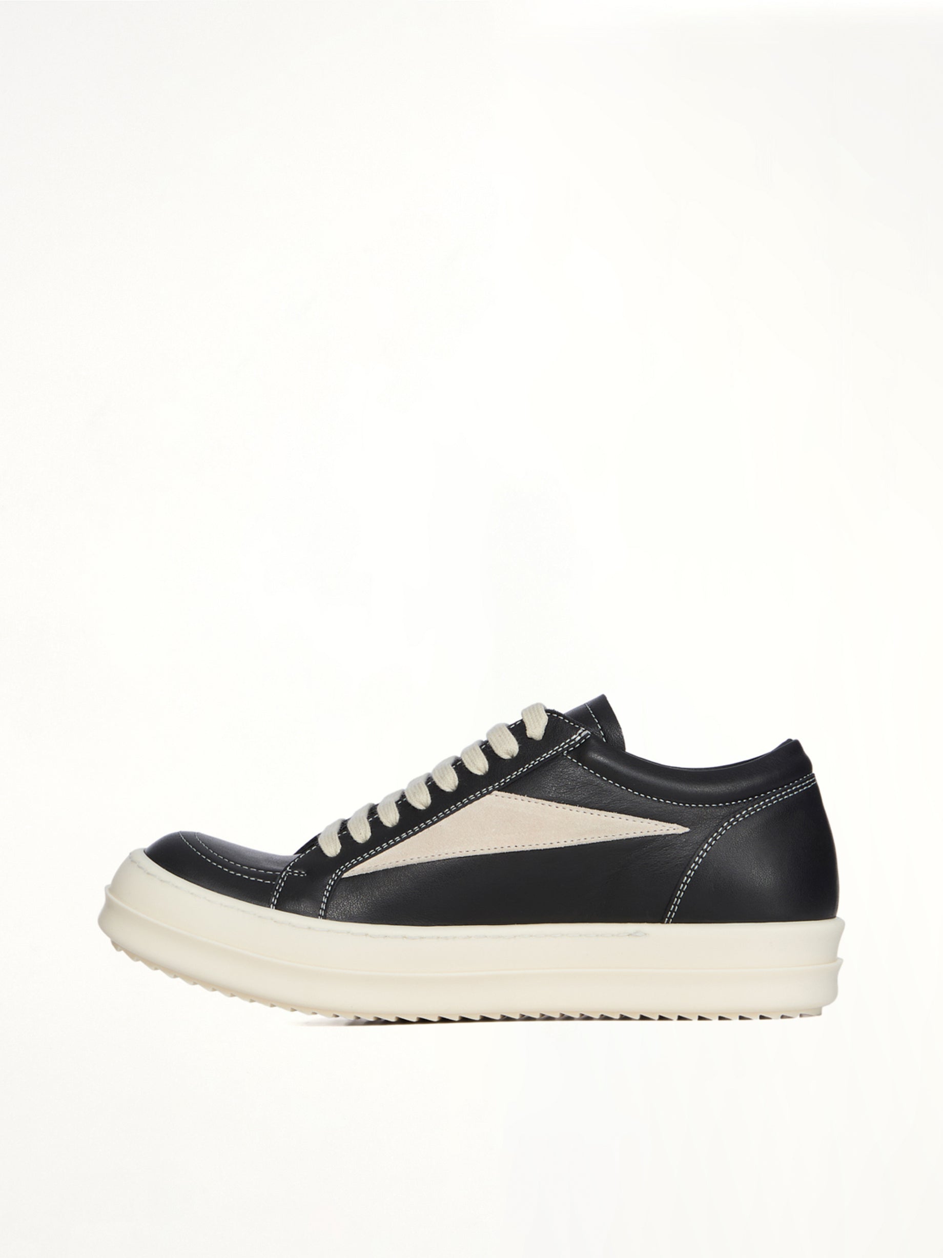 Vintage Calf Sneaks in Black/Milk Back View | RICK OWENS