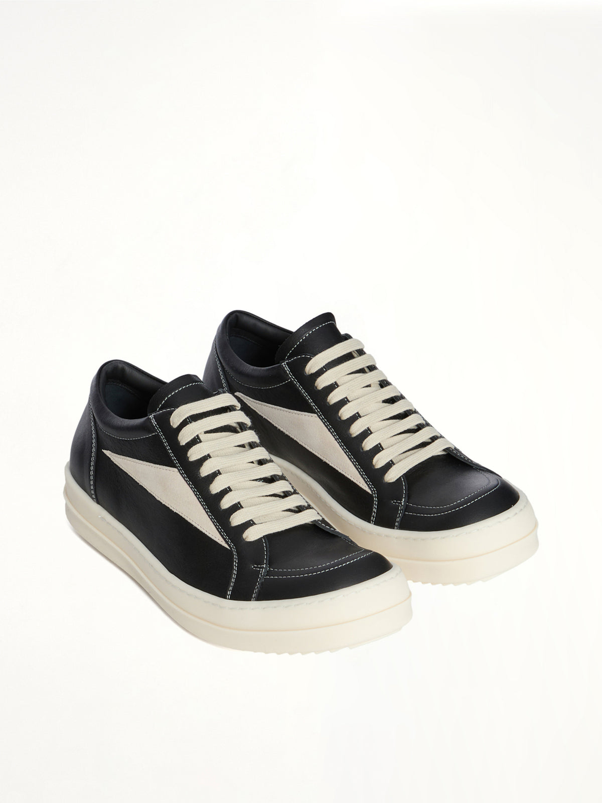 Vintage Calf Sneaks in Black/Milk Top View | RICK OWENS