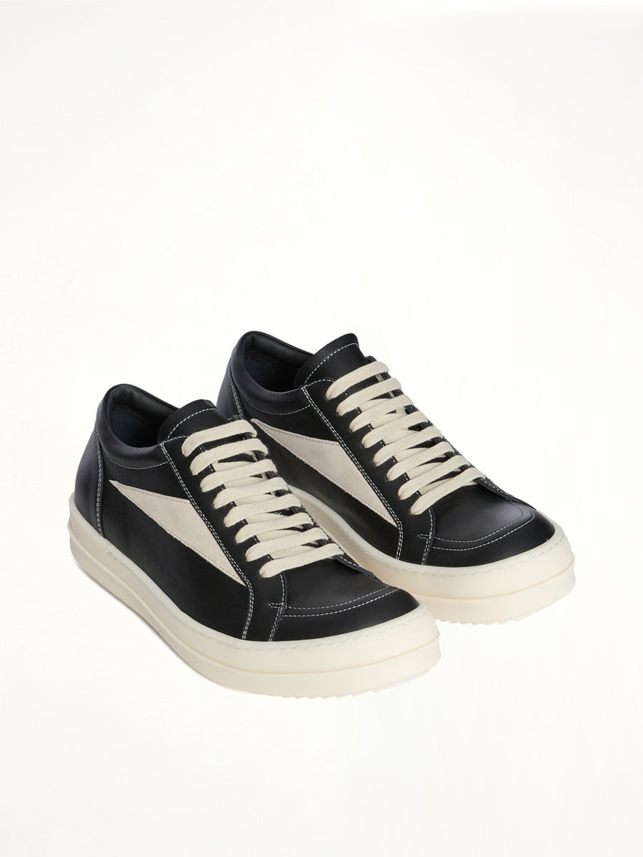 Vintage Calf Sneaks in Black/Milk Top View | RICK OWENS