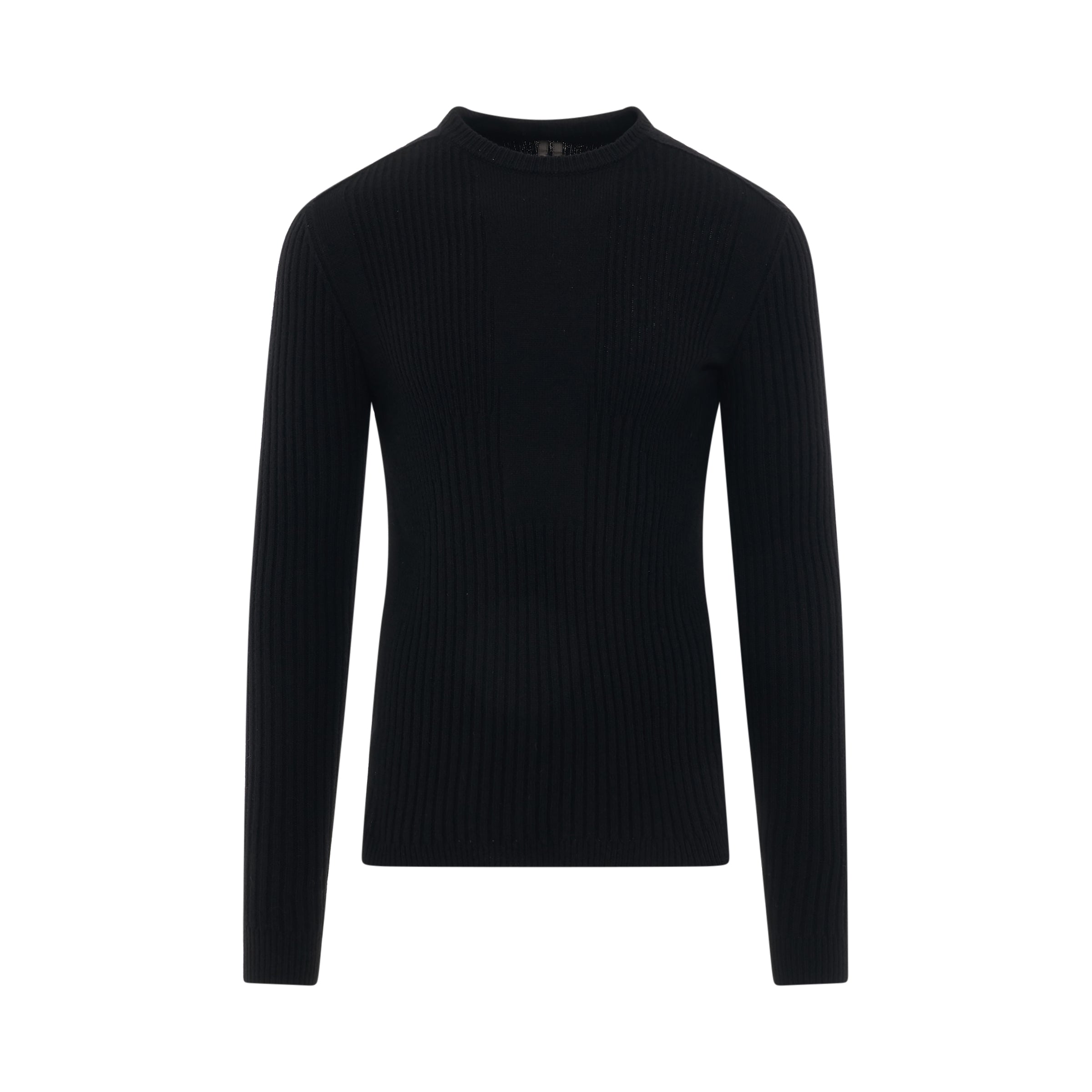 Fisherman Round Neck Knit Sweater in Black