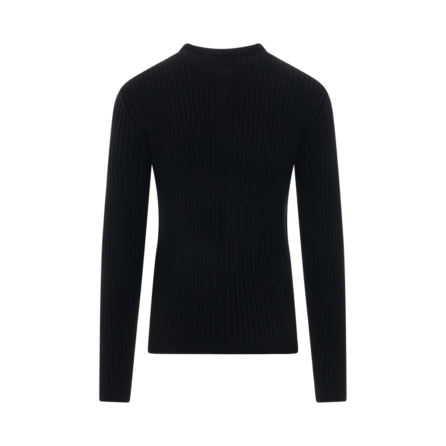 Fisherman Round Neck Knit Sweater in Black