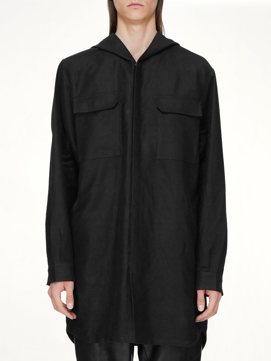Moleskin Hooded Outershirt in Black