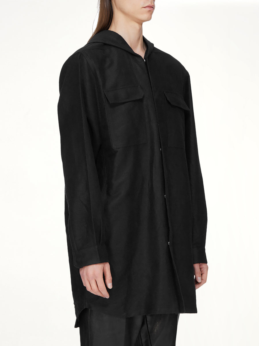 Moleskin Hooded Outershirt in Black