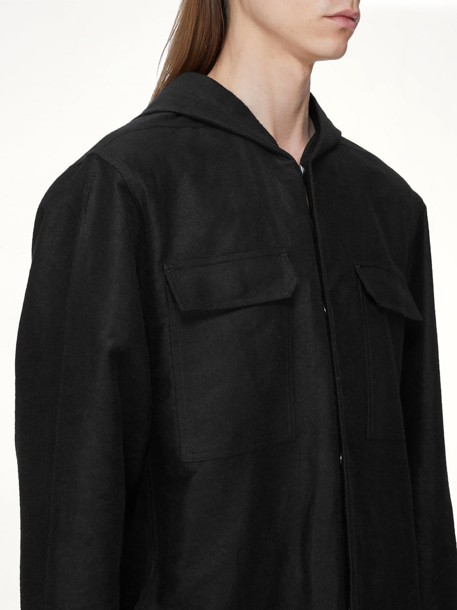 Moleskin Hooded Outershirt in Black