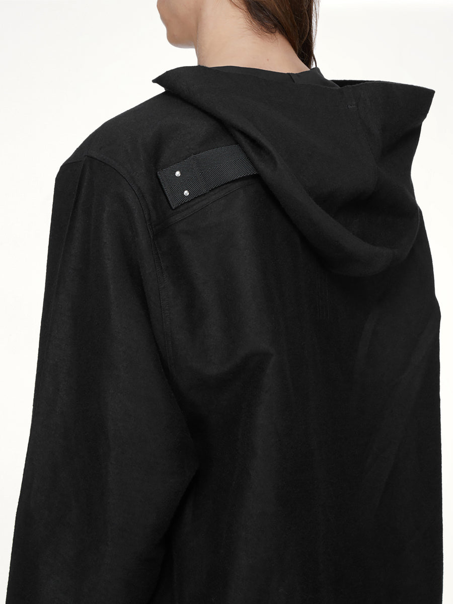 Moleskin Hooded Outershirt in Black