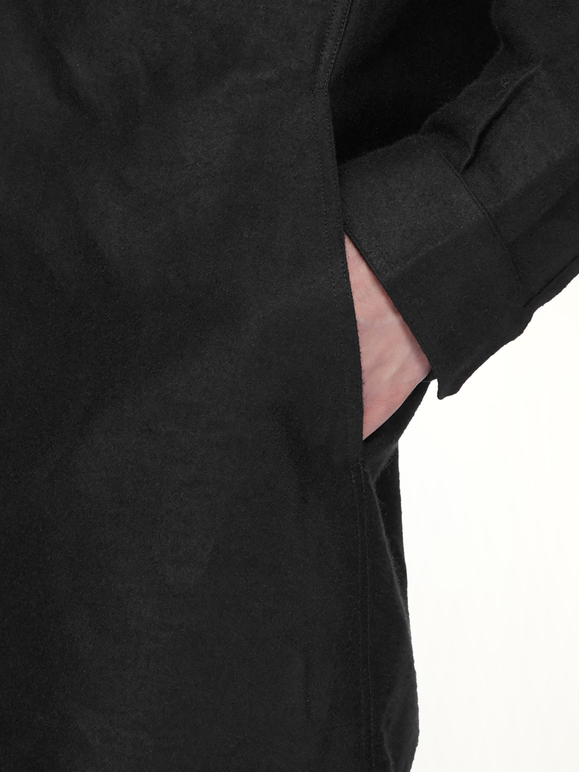 Moleskin Hooded Outershirt in Black
