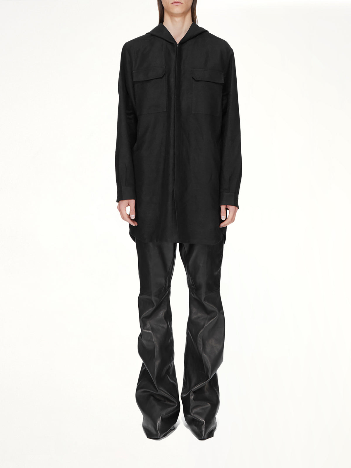 Moleskin Hooded Outershirt in Black