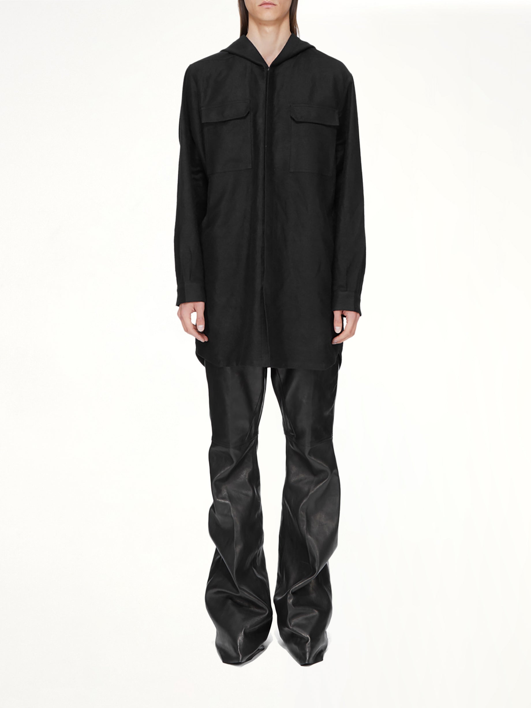 Moleskin Hooded Outershirt in Black