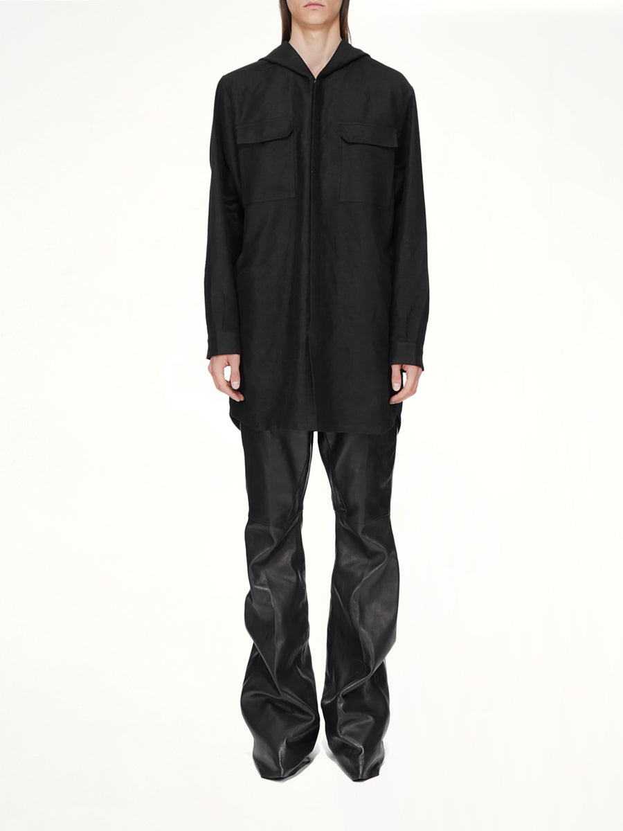Moleskin Hooded Outershirt in Black
