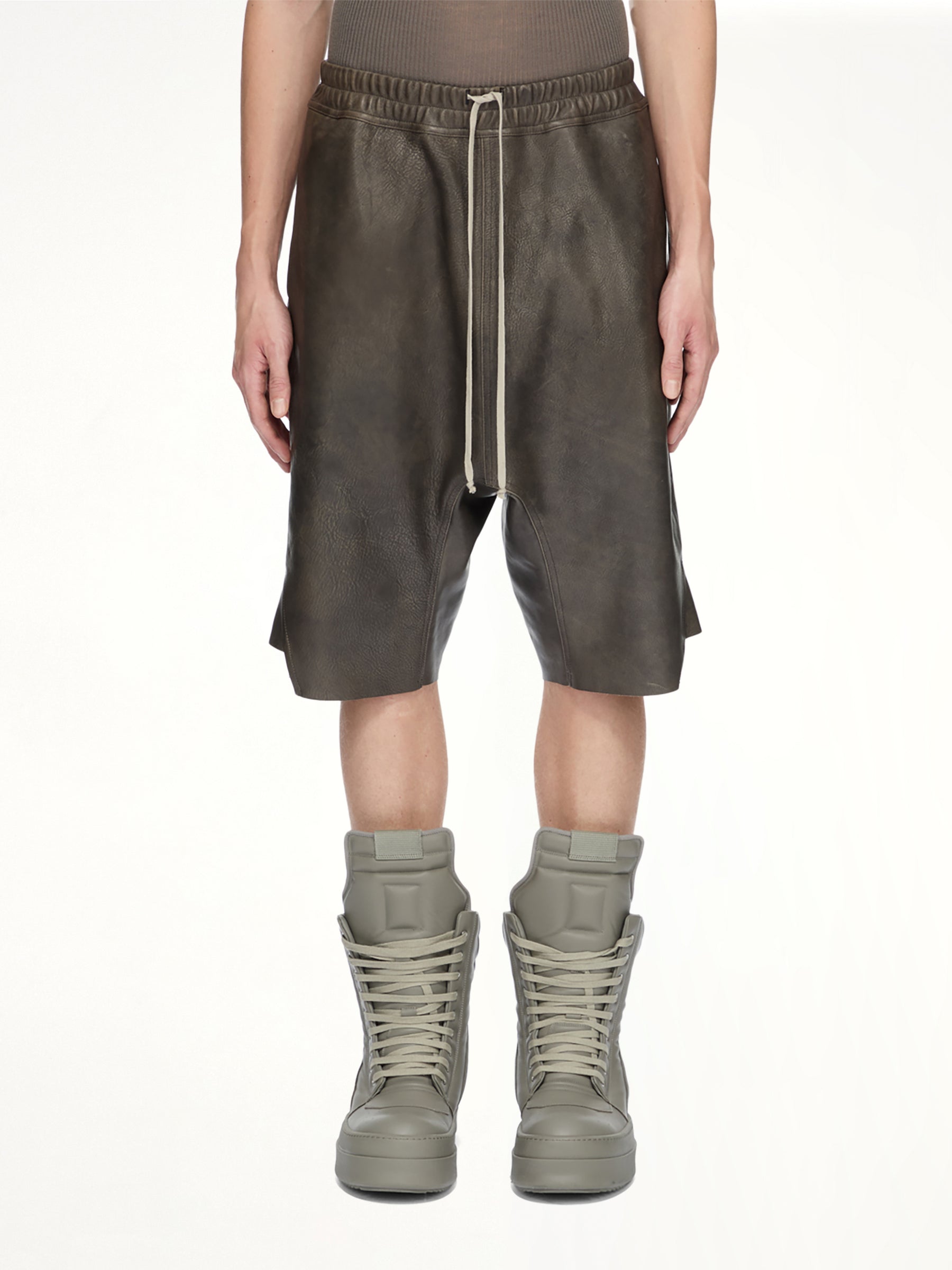 Basket Swingers Leather Shorts in Washed Black