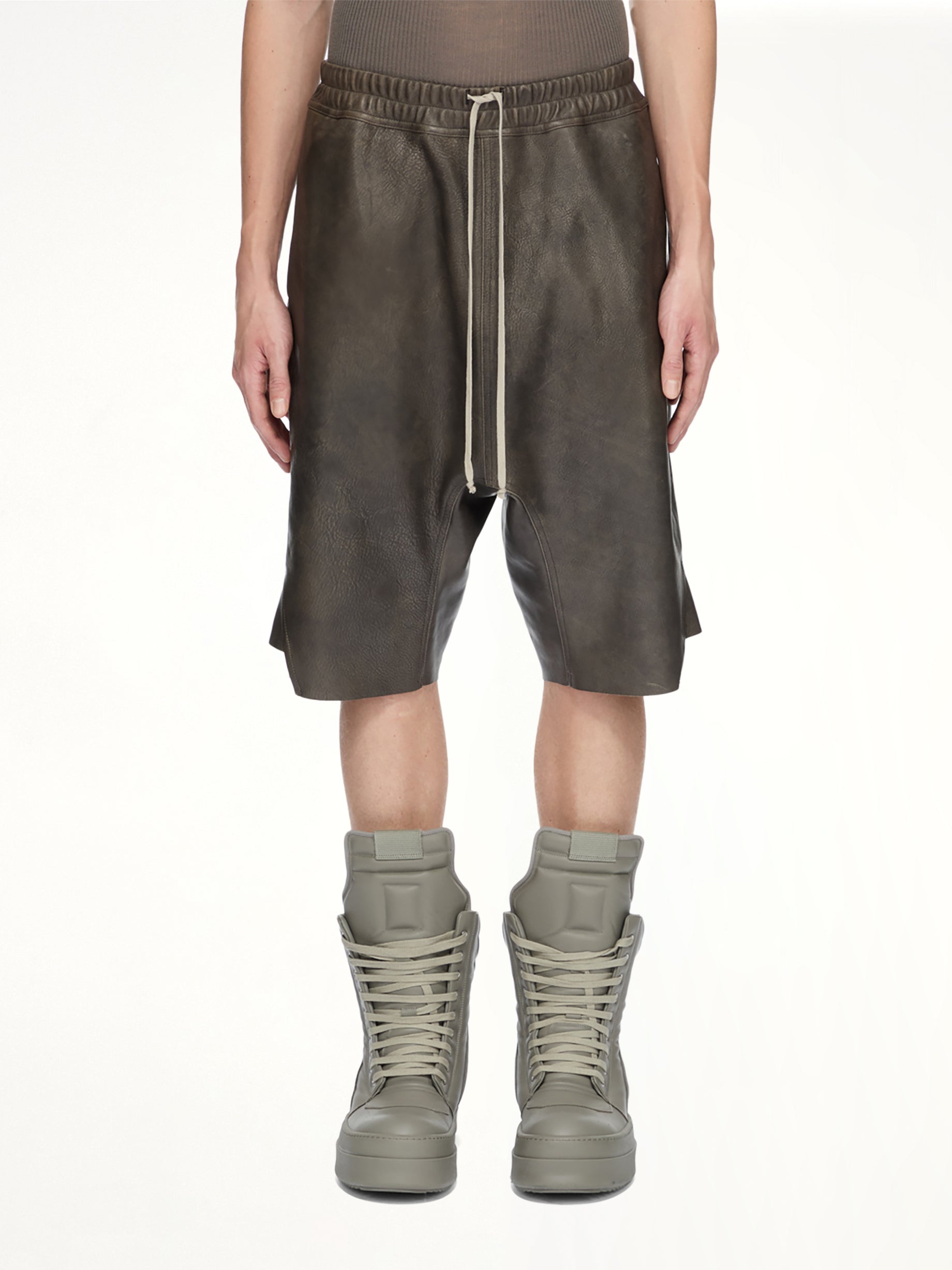 Basket Swingers Leather Shorts in Washed Black