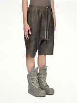 Basket Swingers Leather Shorts in Washed Black
