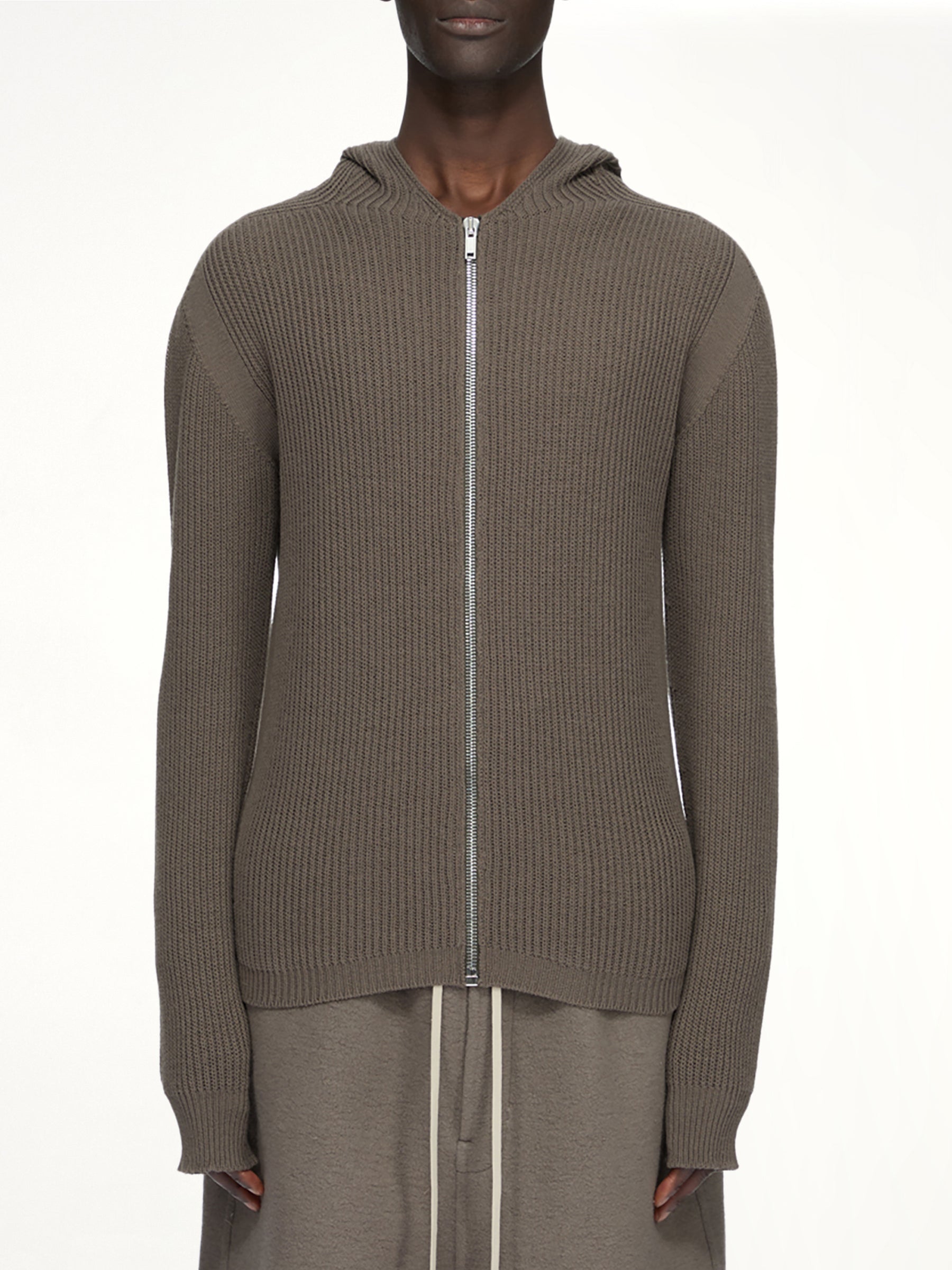 Heavy Wool Zipped Hoodie in Dark Dust